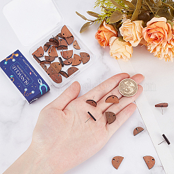 20 Pairs 2 Styles Half Round Walnut Wood Stud Earring Findings&nbsp;MAK-SC0001-22