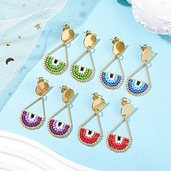 Seed Bead Teardrop Stud Earrings&nbsp;EJEW-MZ00251