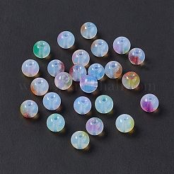 透明焼付塗料ガラスビーズ  模造オパール  ラウンド  ミックスカラー  8x7mm  穴：1.5mm&nbsp;X-GLAA-P029-06