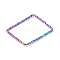 304ステンレススチールリンクリング  テクスチャ  長方形  虹色  22.5x18.5x1mm  内径：20x16.5mm&nbsp;STAS-Z041-03A-RC