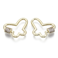 Brass Micro Pave Cubic Zirconia Screw Carabiner Lock Charms&nbsp;KK-R136-071E-NF