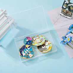 4Pcs 4 Style Elephant & Cat & Girl and Boy & Diamond Rotating Enamel Pins Set&nbsp;JEWB-TA0001-09