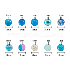 200個10スタイルDIYガラスラウンドビーズセット  ブルー  8mm  穴：1mm  20個/スタイル&nbsp;DIY-CJ0001-96
