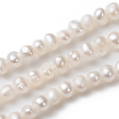 天然養殖淡水パールビーズ連売り  ポテト  アンティークホワイト  3~3.5x2.3~2.6mm  穴：0.5mm  約142~150個/連  14.5インチ（37cm）&nbsp;PEAR-G007-42-01