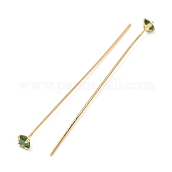 真鍮製マイクロパヴェキュービックジルコニアスタッドピアスパーツ  ゴールドカラー  グリーン  3mm  ピン：0.6x44mm&nbsp;CU-CBA4618-01G-05