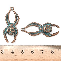 合金ペンダント  ハロウィン  赤い銅と緑の緑青  クモ  39.5x15.5x5.5mm  穴：1.6mm&nbsp;PALLOY-D313-01K
