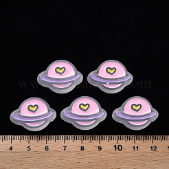 透明なアクリルビーズ  エナメル  艶消し  惑星  ホワイトスモーク  19x26x9mm  穴：3mm&nbsp;MACR-S374-02B-07