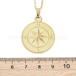 Compass 304 Stainless Steel Pendant Necklaces&nbsp;NJEW-M096-19G