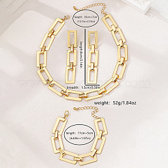 Rectangle Alloy Link Chain Necklaces & Bracelets & Stud Dangle Earrings Sets&nbsp;FS-WG74F2B-01