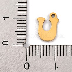 ステンレススチールチャーム201個  レーザー切断  レターチャーム  U字  10.5x7.5x1mm  穴：1.2mm&nbsp;LS-STAS-U016-01G-U