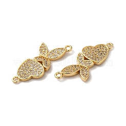 Eco-Friendly Rack Plating Brass Micro Pave Clear Cubic Zirconia Connector Charms&nbsp;KK-F853-29G