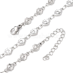 5.5MM 304 Stainless Steel Flower Link Chain Necklaces&nbsp;NJEW-P346-01P