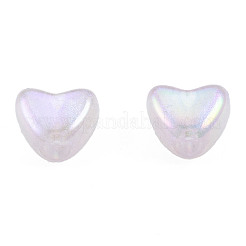 レインボー虹色メッキアクリルビーズ  キラキラビーズ  ハート  ミックスカラー  8.5x11x7.5mm  穴：4mm&nbsp;OACR-N010-072