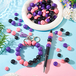 90Pcs 9 Styles Round & Rondelle Silicone Focal Beads&nbsp;SIL-TA0003-57B