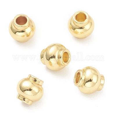 真鍮製スペーサービーズ  ランタン  18KGP本金メッキ  5x5mm  穴：2mm&nbsp;KK-O136-06G-1