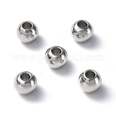 真鍮ビーズ  ラウンド  ラックめっき  長持ちメッキ  鉛フリー＆カドミウムフリー  プラチナ  4x3mm  穴：1.8mm&nbsp;KK-E070-01H-P-RS-1
