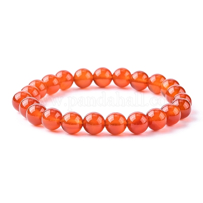 Dyed Natural Carnelian Beaded Stretch Bracelets&nbsp;B072-4-1