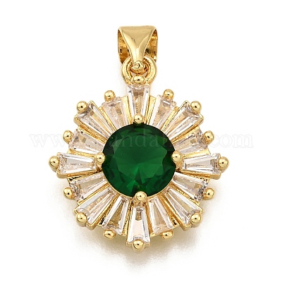 Brass Micro Pave Cubic Zirconia Pendants&nbsp;KK-K401-34G-03-1