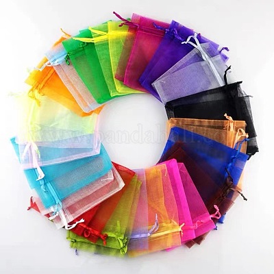 Rectangle Organza Drawstring Bags&nbsp;CON-PW0001-054A-1