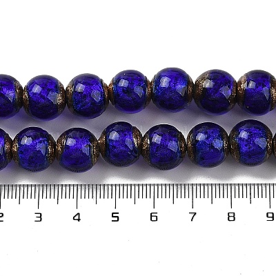 Handmade Gold Sand Lampwork Beads Strands&nbsp;LAMP-P062-01C-1