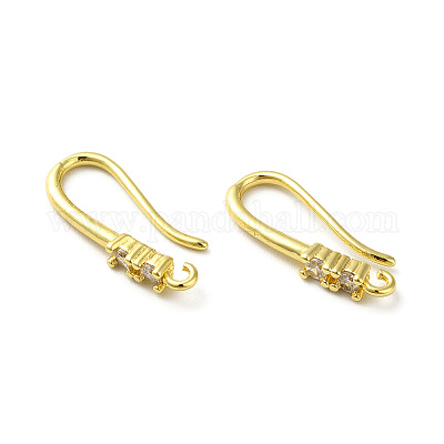 Brass Micro Pave Clear Cubic Zirconia Earring Hooks&nbsp;ZIRC-R112-10G-1