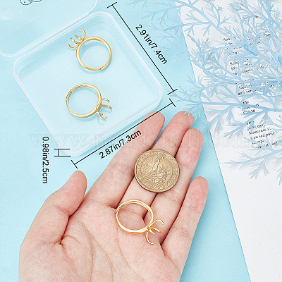 4Pcs Adjustable Brass Ring Components&nbsp;FIND-BBC0002-51B-1