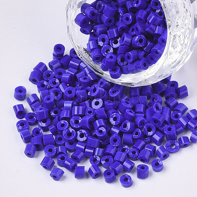 6/0ガラスラッパビーズ  不透明色  ブルー  6/0 3.5~5x3.5~4mm  穴：1mm  約4500個/袋&nbsp;SEED-S032-02B-08-1