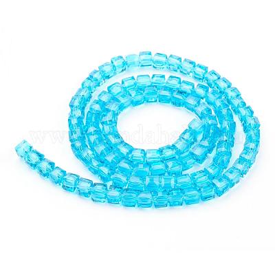 ガラスビーズ連売り  多面カット  キューブ  ミックスカラー  4~5x4~5x4~5mm  穴：1mm  98~100個/連  40~43cm&nbsp;GLAA-R041-4x4mm-M-1