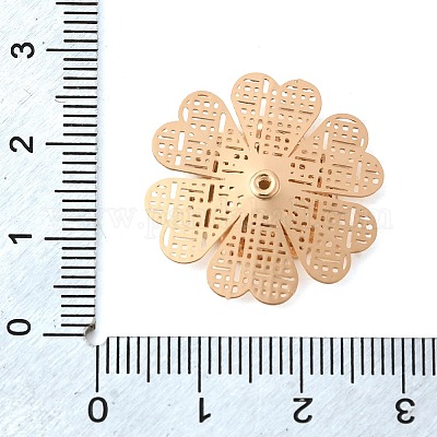 真鍮製ビーズキャップ  花  ゴールドカラー  24x24x3.5mm  穴：1mm&nbsp;KK-C167-03C-G-1