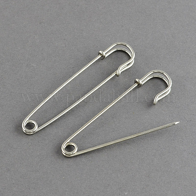 鉄のキルトピンは留め金のアクセサリー類のパーツをブローチ  プラチナ  55x13mm  ピン：1.5mm&nbsp;IFIN-R191-55mm-1