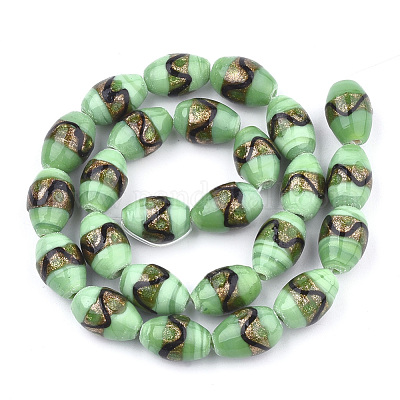 Handmade Gold Sand Lampwork Beads&nbsp;LAMP-T006-01G-1
