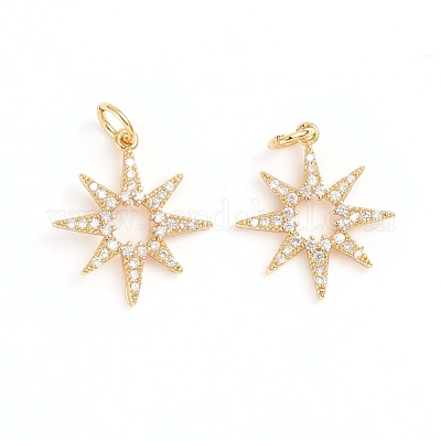 Brass Micro Pave Cubic Zirconia Pendants&nbsp;ZIRC-E164-29G-1