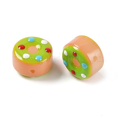 ランプワークビーズ  ドーナツ  ライム  15x10mm  穴：1.2mm&nbsp;LAMP-C015-01C-1