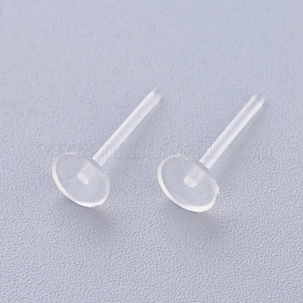 プラスチックスタッドピアスパーツ  フラットラウンド  透明  12x5mm  ピン：1mm  約1000個/袋&nbsp;KY-G006-03-5m-1