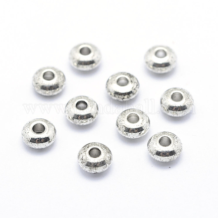 ロンデル真鍮製ビーズ  銀色のメッキ  4x2mm  穴：1mm&nbsp;KK-L112A-01S-1