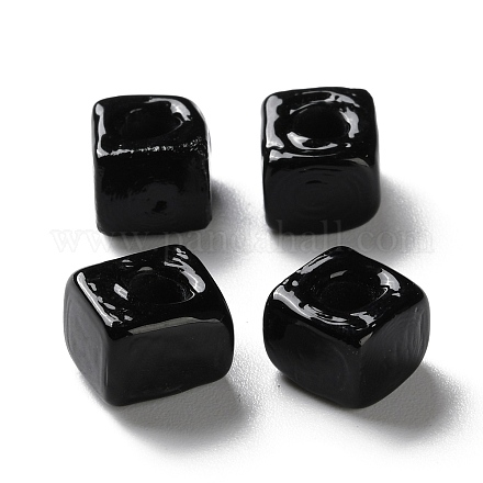 手作りランプワークビーズ  正方形  ブラック  9.5~11.5x10~12x8~8.5mm  穴：3.5~4mm&nbsp;LAMP-Q003-01F-1