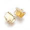 304 Stainless Steel Ribbon Crimp Ends, Rectangle, Golden, 6x6.5mm, Hole: 0.8mm