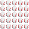 30Pcs Baseball Silicone Beads, Round, White, 14.5x14mm, Hole: 2mm
