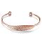 Brass Cuff Bangle, Torque Bangles, with Leaf, Rose Gold, 1-3/4 inchx2-1/2 inch(45x66mm)