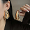 Iron Stud Earrings, Golden, Teardrop, 69x35mm