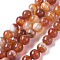 Natural Striped Agate/Banded Agate Beads, Dyed & Heated, Round, Salmon, 8mm, Hole: 1.2mm