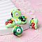 Opaque Acrylic Beads, Hand Painted Beads, Enamel Style, Rondelle, Lime Green, 18~23mm