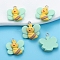 Resin Pendants, with Platinum Tone Loop, Bees, 21x21mm, Hole: 2mm
