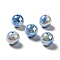 UV Plating Opaque Rainbow Iridescent Acrylic Beads, Round, Blue, 16.5~17.5x17~18mm, Hole: 2.7mm