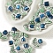 Handmade Porcelain Glazed Beads, Hand Painted Tulip Flower Ceramic Beads, Medium Blue, 16x14.5mm