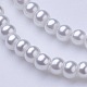 ガラスパールビーズ連売り  パールカラーの  ラウンド  ホワイト  サイズ：直径約3~4mm  穴：1mm  約220~230個/ STR&nbsp;X-HY-3D-B01-2