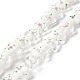 手作りランプワークビーズ連売り  バンピー  花  ホワイト  13.5~14x14.5~15x7~8mm  穴：1.4mm  約28個/連  14.57インチ（37cm）&nbsp;LAMP-D015-08K-1