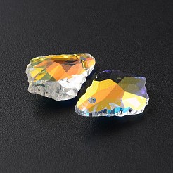 カット加工ガラスペンダント  ABカラー  クリアAB  ティアドロップチャーム  16.5x11.5x5.5mm  穴：1.2mm&nbsp;LS-GLAA-WH0035-22F
