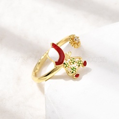 Brass Micro Pave Cubic Zirconia Cuff Rings for Women&nbsp;RJEW-L336-01G-02