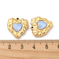 304ステンレスペンダント  ラインストーン付き  ハートチャーム  14KGP本金メッキ  19x18x7mm  穴：1.2mm&nbsp;STAS-L022-046G-01